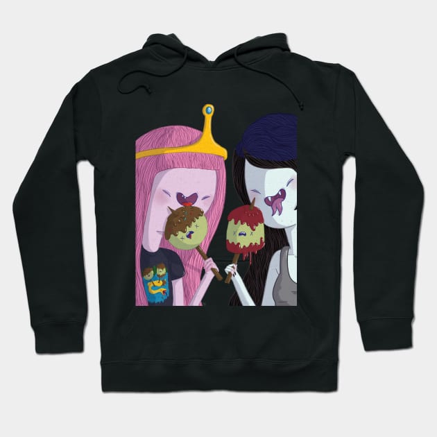 Princess Bubblegum and Marceline enjoying some banana candy. Hoodie by Peanuttiedesign